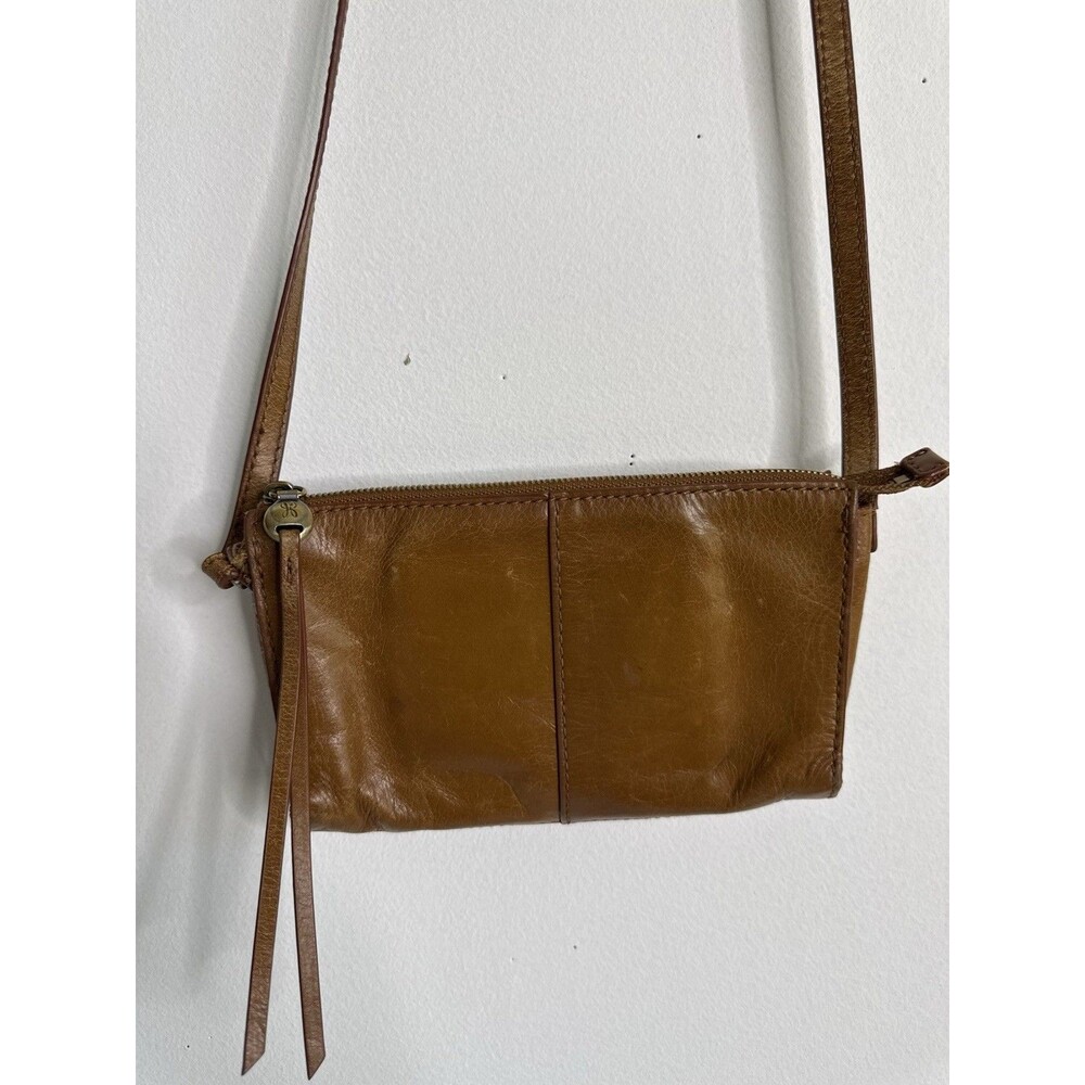 HOBO Genuine Leather Cognac Brown Crossbody Bag Small Shoulder Purse Boho
